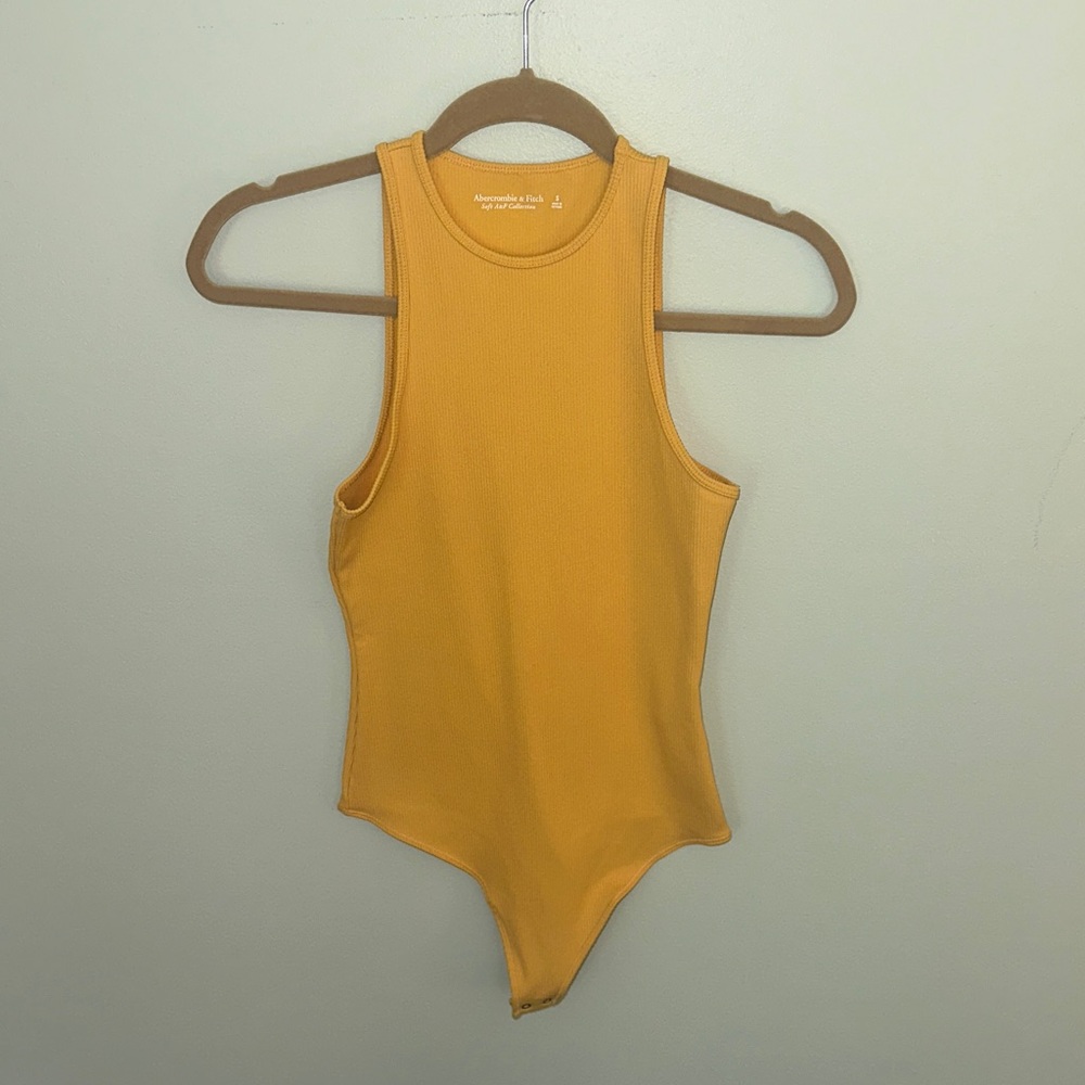 Abercrombie & Fitch golden yellow ribbed tank bodysuit